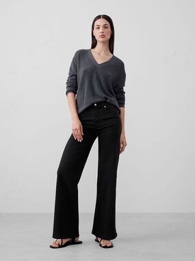 Banana Republic Wide-Leg High-Rise Black Jeans – Size 24